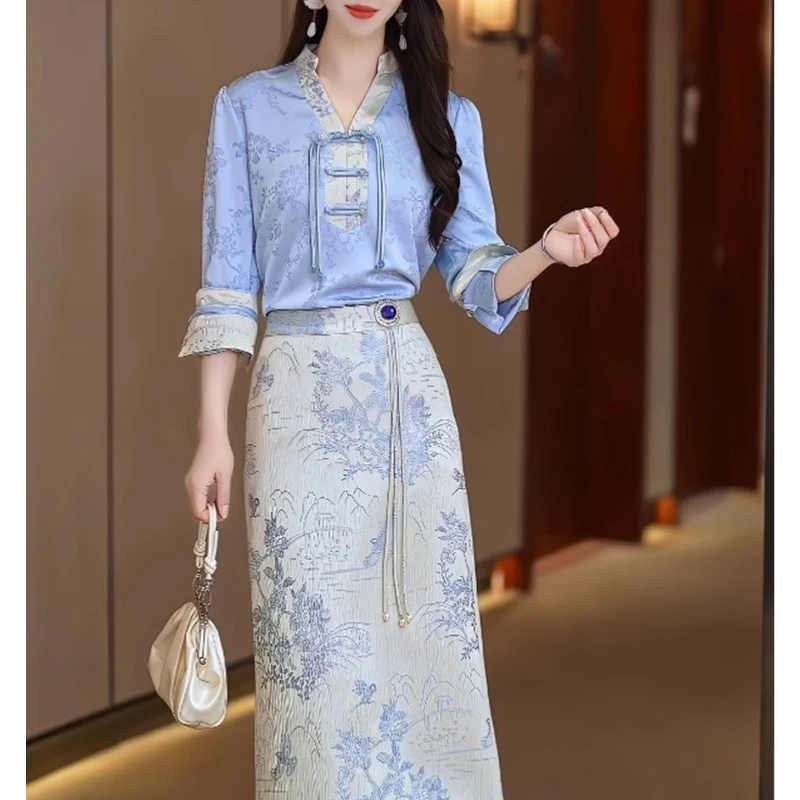 中国风新中式时尚套装2025春夏季新款国风两件套女装S9919