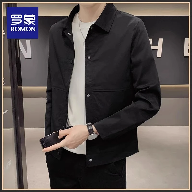 罗蒙夹克男士潮牌休闲时尚运动冲锋衣服2025秋款痞帅百搭外套男款