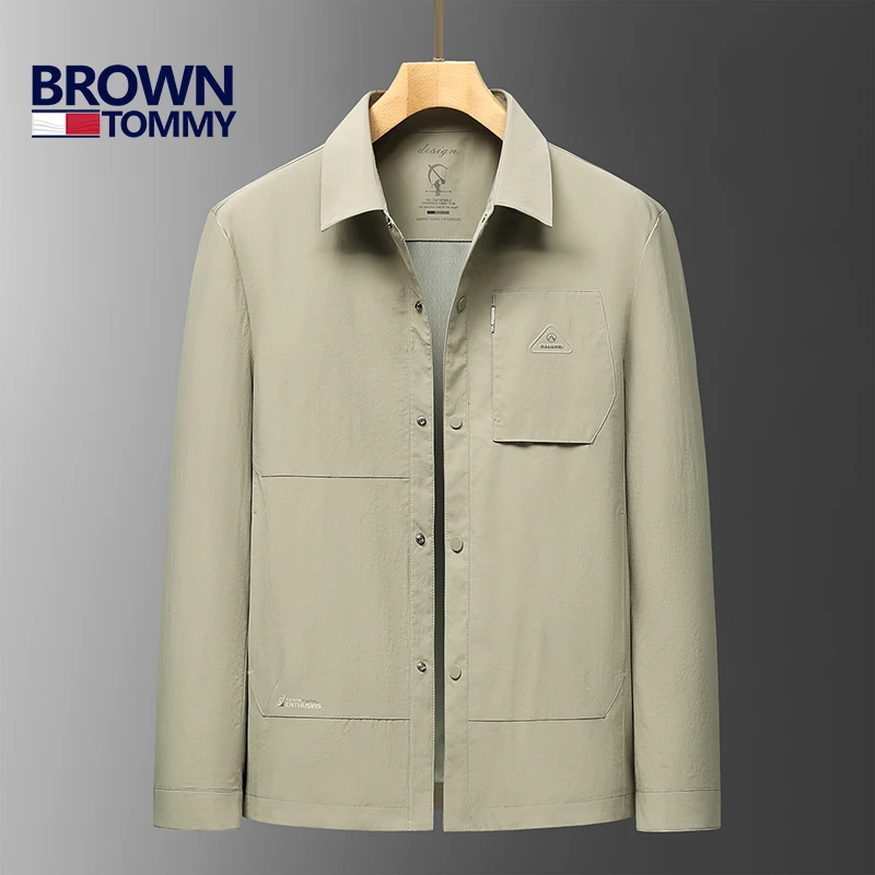 春秋季新款大码男士休闲百搭翻领外套行政风商务简约工装男士夹克