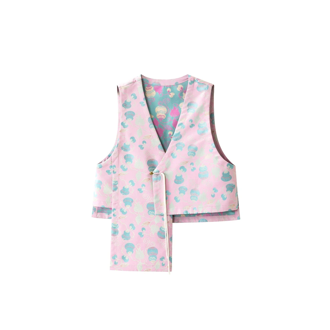 朱总原创设计XZM064Y金缕葫缘宋锦提花马甲