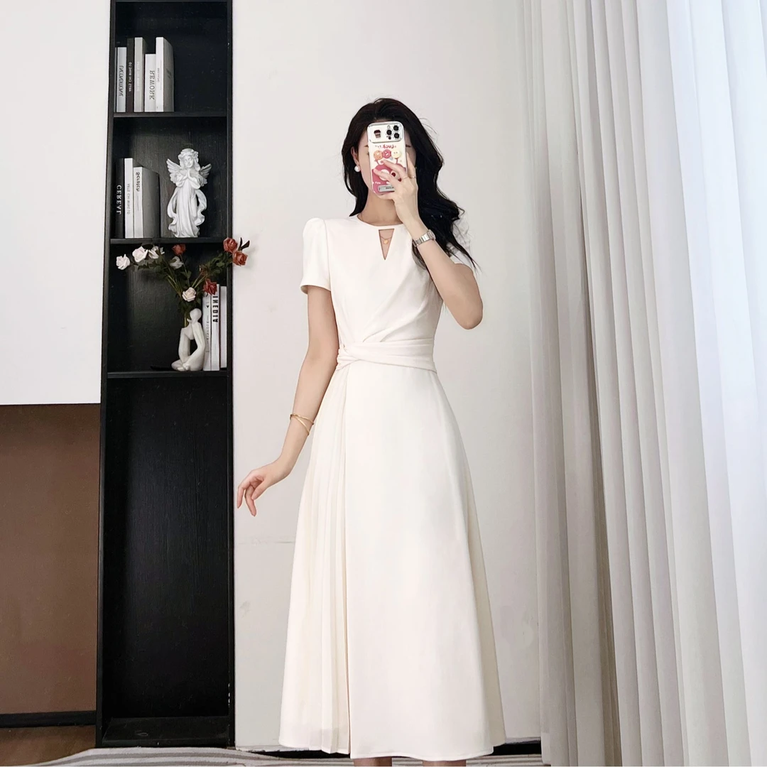 拉夏贝尔25夏女装洋气时髦气质显瘦法式通勤礼服连衣裙 10435 LSC