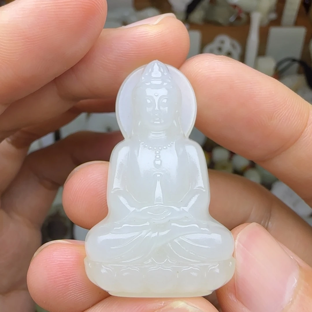 和田玉未镶嵌挂件正装观音