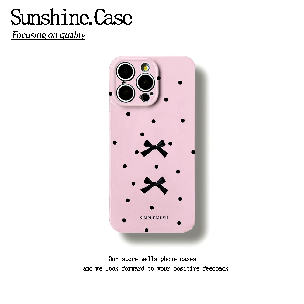 波点蝴蝶结软壳适用苹果oppo华为vivo小米手机壳防摔全包ins