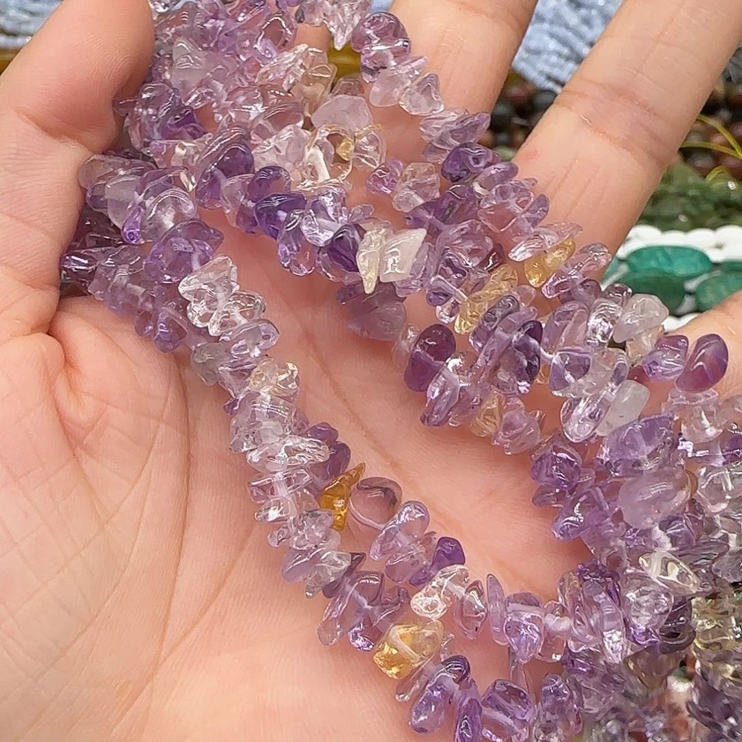 合金玛瑙/玉髓珠宝半成品紫黄晶6-8mm一条加长