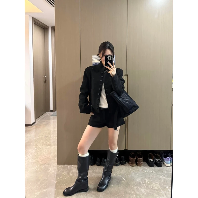 秋冬新款时尚高级感气质名媛小香风外套休闲百搭直筒短裤两件套潮