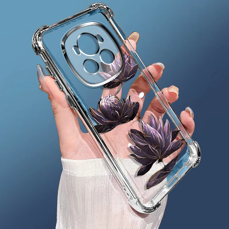 适用荣耀Magic6电镀Magic6Pro手机壳四角气囊防摔软壳硅胶潮紫莲