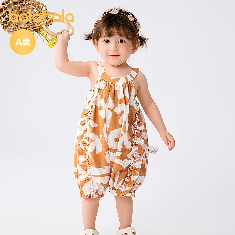 巴拉巴拉宝宝连体衣婴儿衣服哈衣爬服女童2025新款夏装甜美时髦萌