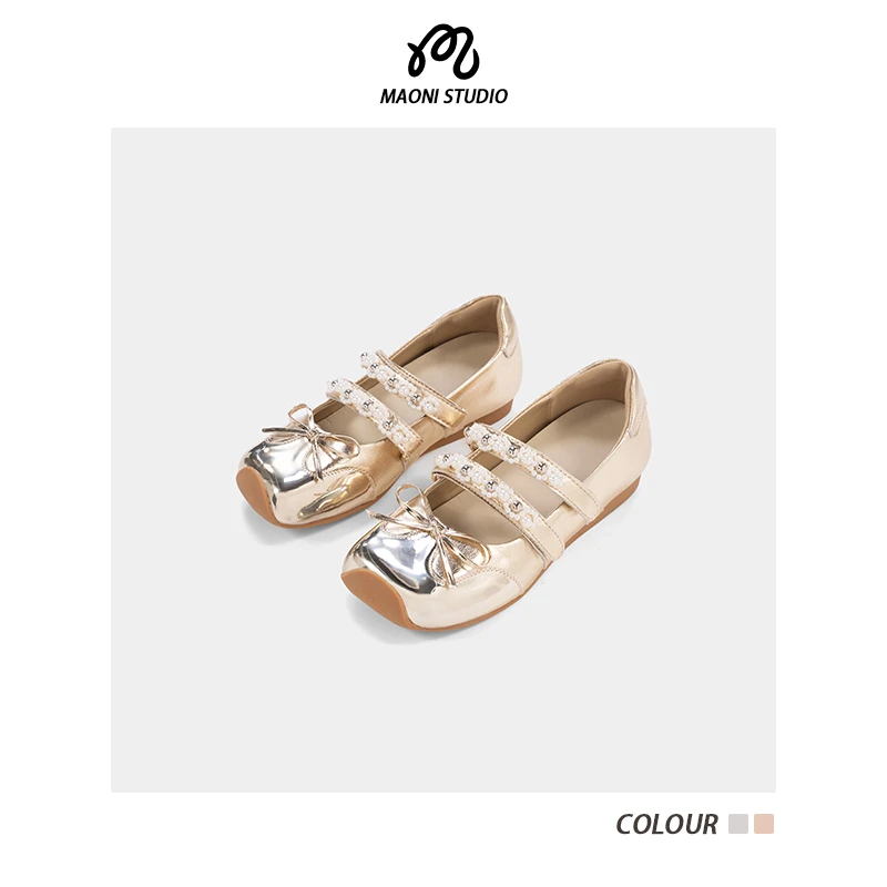 毛妮LADIEST蝴蝶结芭蕾鞋女2025新款法式复古平底单鞋DX9243