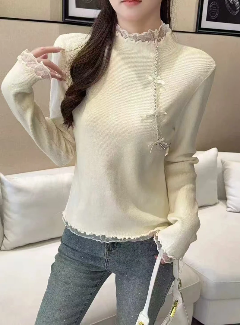 淑雅阁服饰  衫针织轻职风上衣立领休闲风时尚网红女气质8869