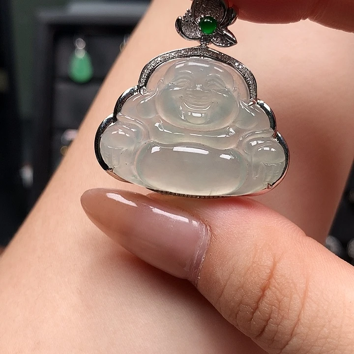 18K金镶嵌挂件翡翠佛公