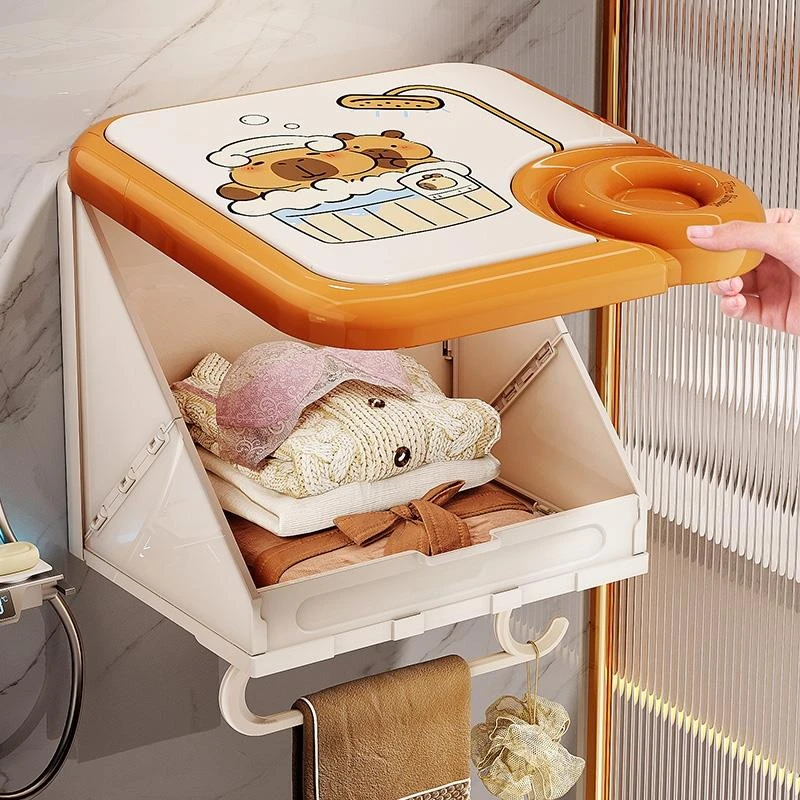 浴室壁画收纳箱洗澡防水置物架折叠挂画盒卫生间放衣服神器脏衣篮
