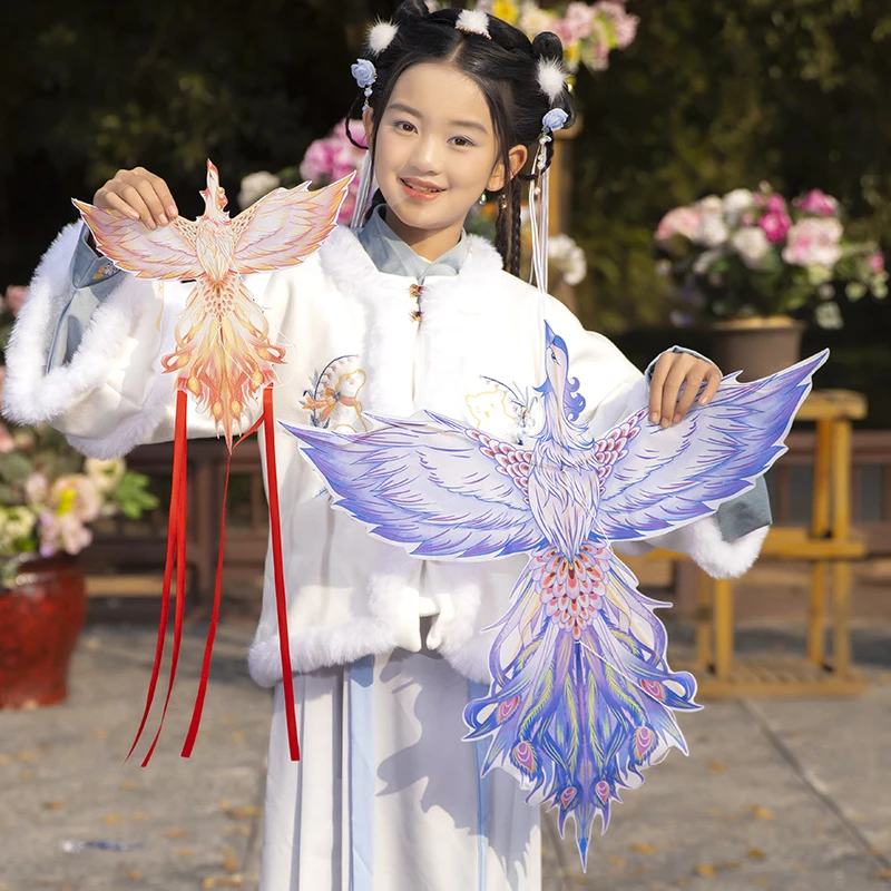 2025传统非遗手工竹签迷你蝴蝶凤凰风筝手持鱼竿小型儿童舞蹈道具