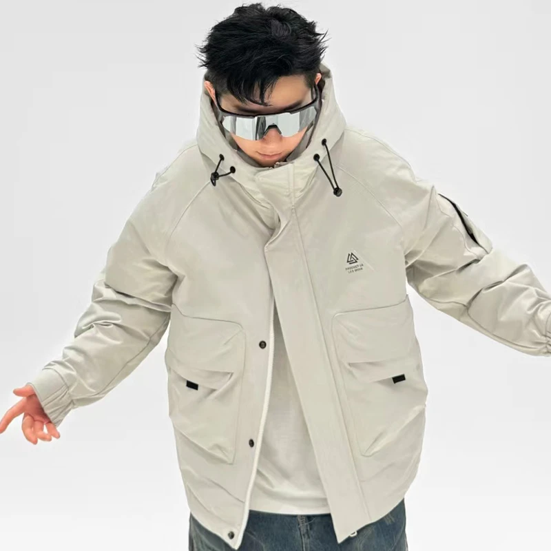 【工装机能风】冬季情侣款户外登山防风防水连帽加厚保暖外套8816