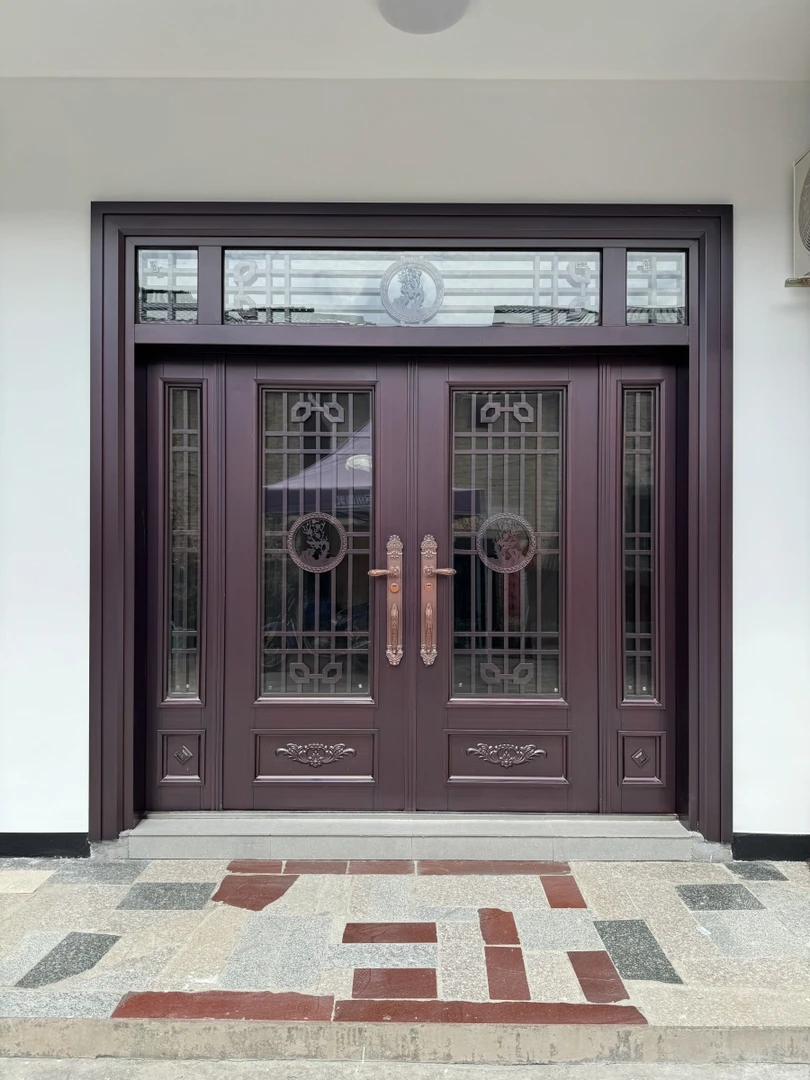 锌合金钢化玻璃别墅大门自建房入户门四开门高档设计双十一