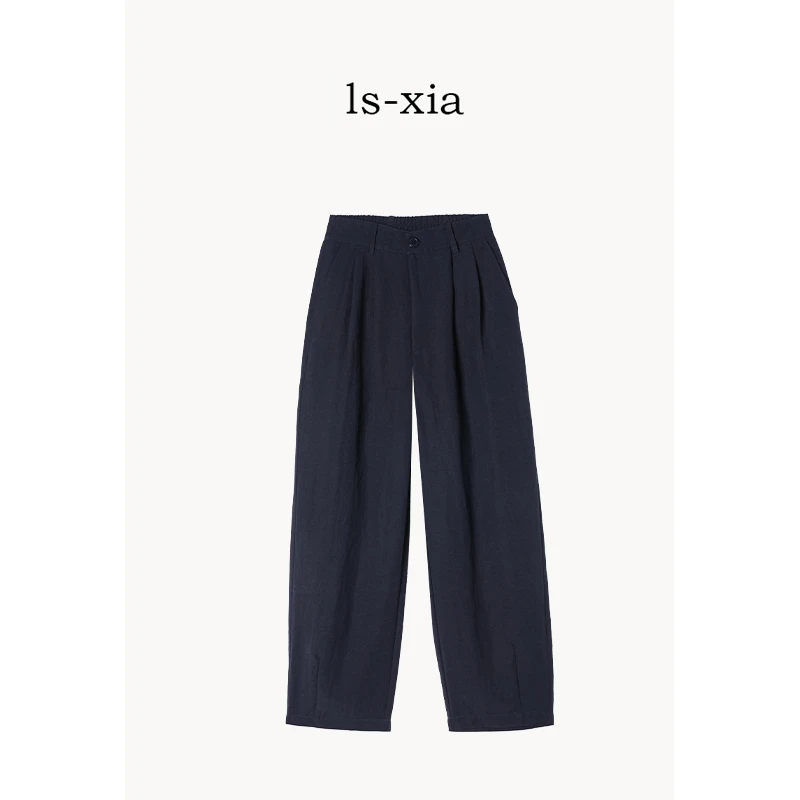 【百搭裤】时装天丝麻感直身微束脚休闲长裤气质百搭24WW116