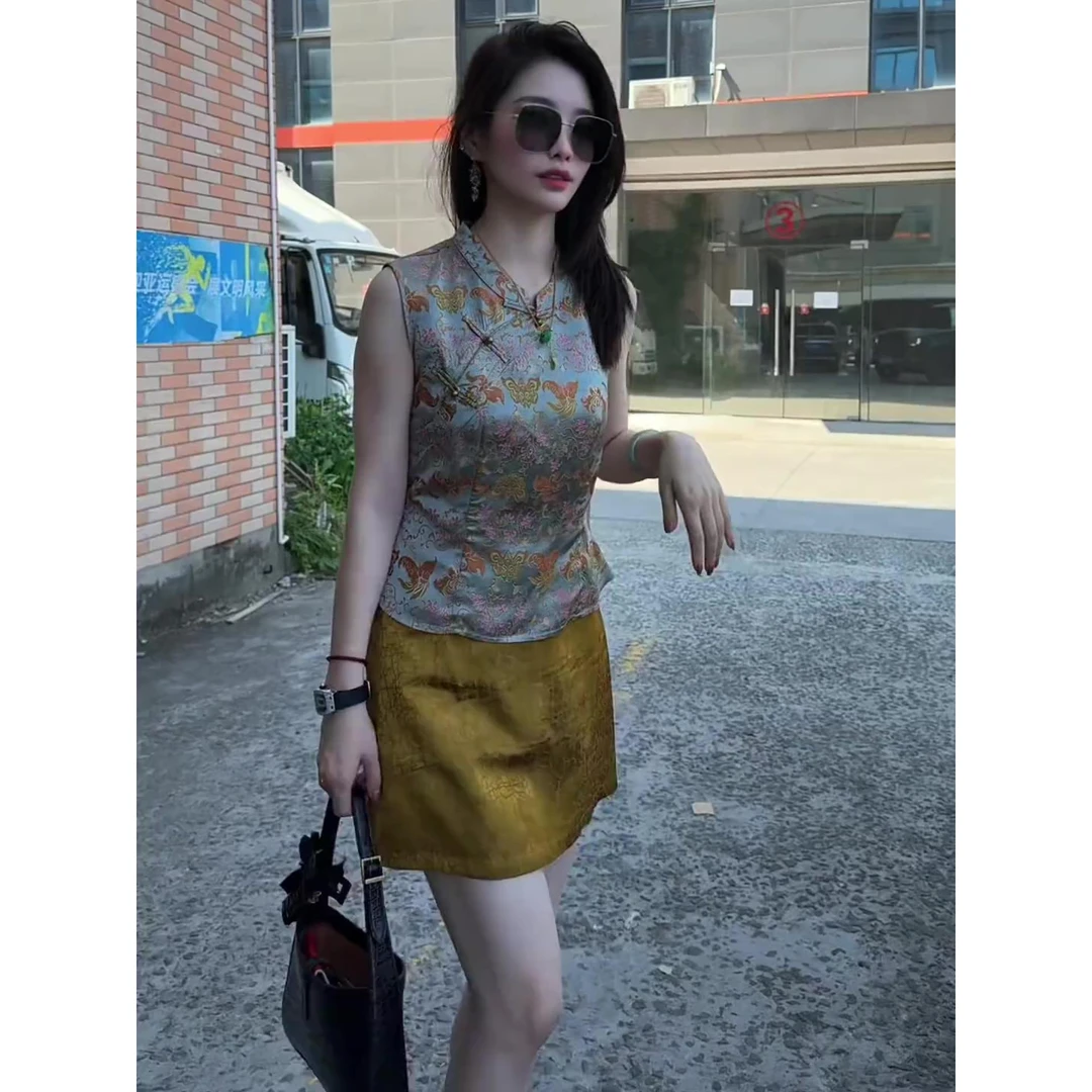 新中式国风穿搭一整套轻奢高级感好看上衣短裙女士夏套装2025新款