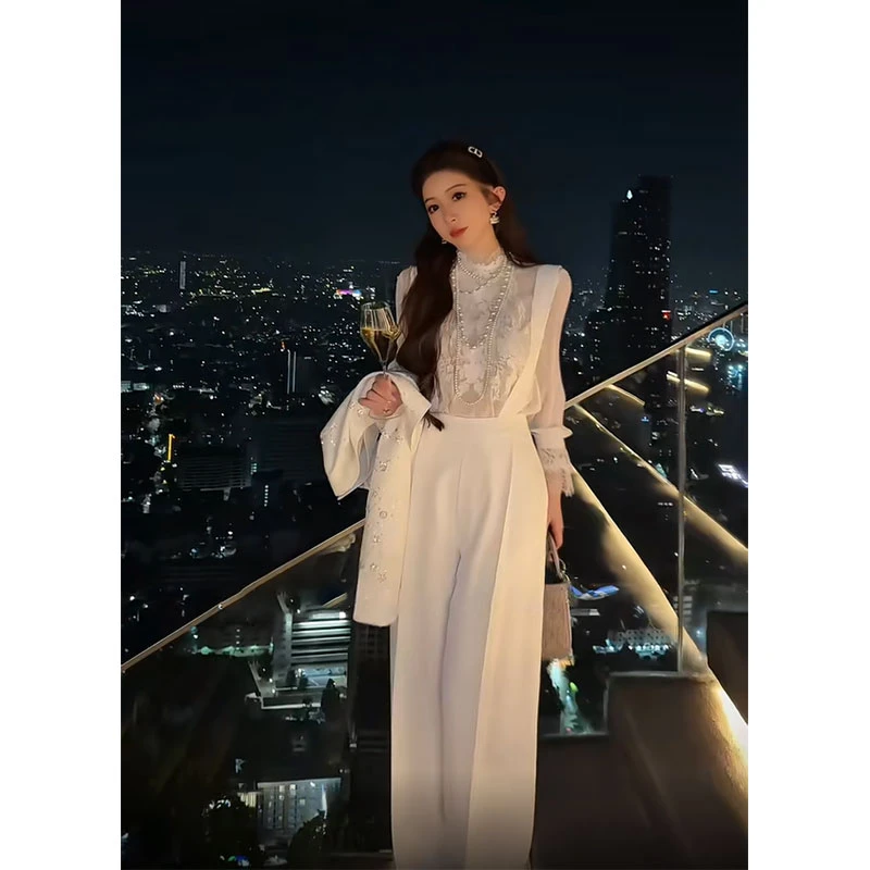 【老钱系】轻奢百搭荷叶边衬衫长袖简约气质白衬衣女配高腰阔腿长裤