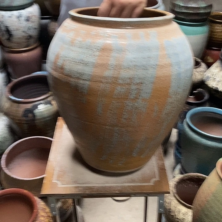 花盆紫砂口22高度36南瓜色888