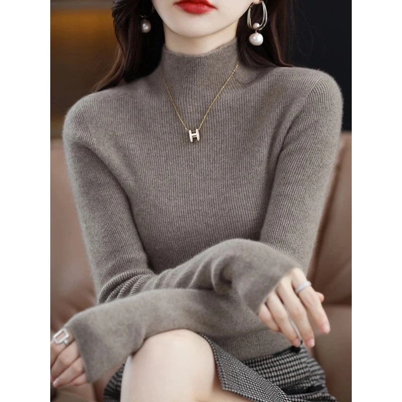 毛衫女秋冬新款半高领毛衣宽松打底线衣长袖针织衫洋气