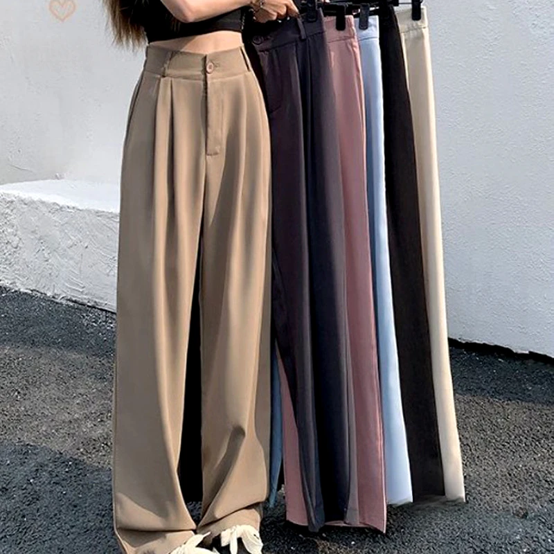 黑色西装裤2025新款松紧腰显瘦休闲裤夏季裤子宽松阔腿裤时尚修身