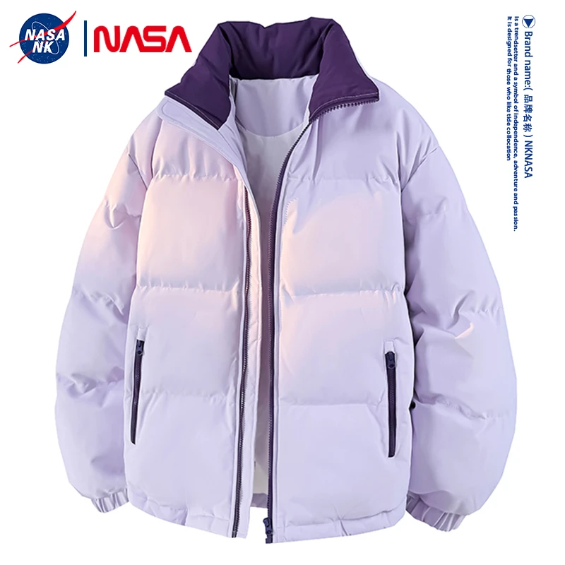 NASA联名美式渐变设计感面包服男女同款冬季保暖高级感立领棉服潮