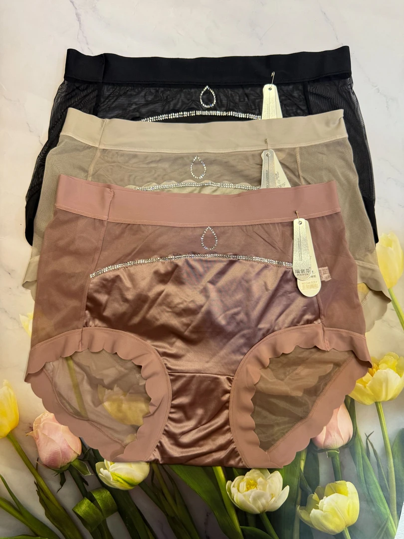 女士短裤-果2245 薄款大码中高腰时尚亲肤透气舒适内裤【拍一发三】