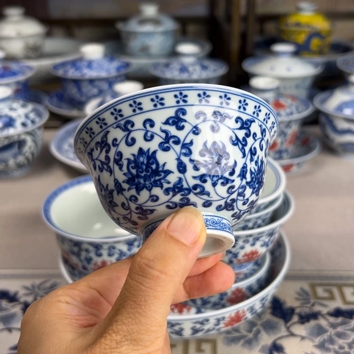 盖碗缠枝莲大小压手杯七丞堂
