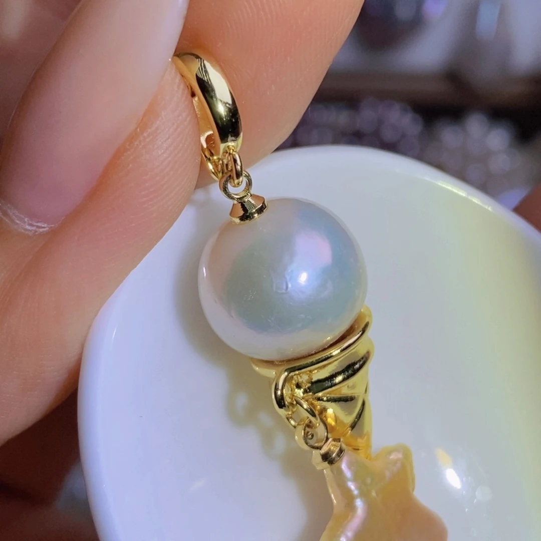 银S925镶嵌天然淡水珍珠淡水珍珠