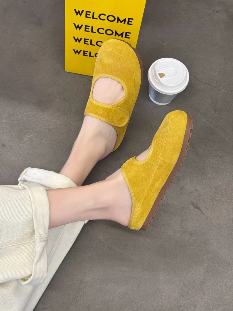 早春必穿款~真好穿真包头拖女2025年冬季新款魔术贴丑萌勃肯鞋