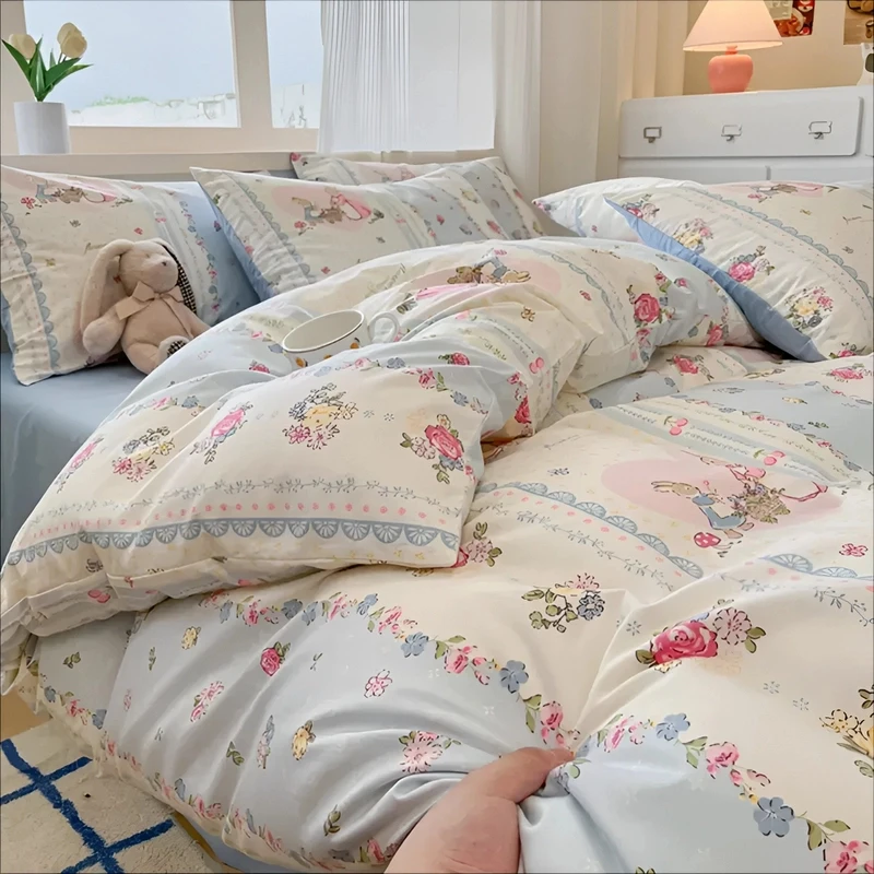 小清新L1｜四件套纯棉100%全棉高档适合裸睡家用床上用品四季通用