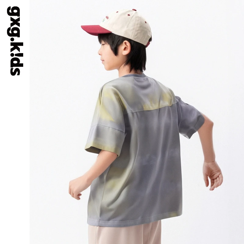 gxgkids儿童男女童渲染印花休闲百搭夏季短袖变色扎染KGD14432582