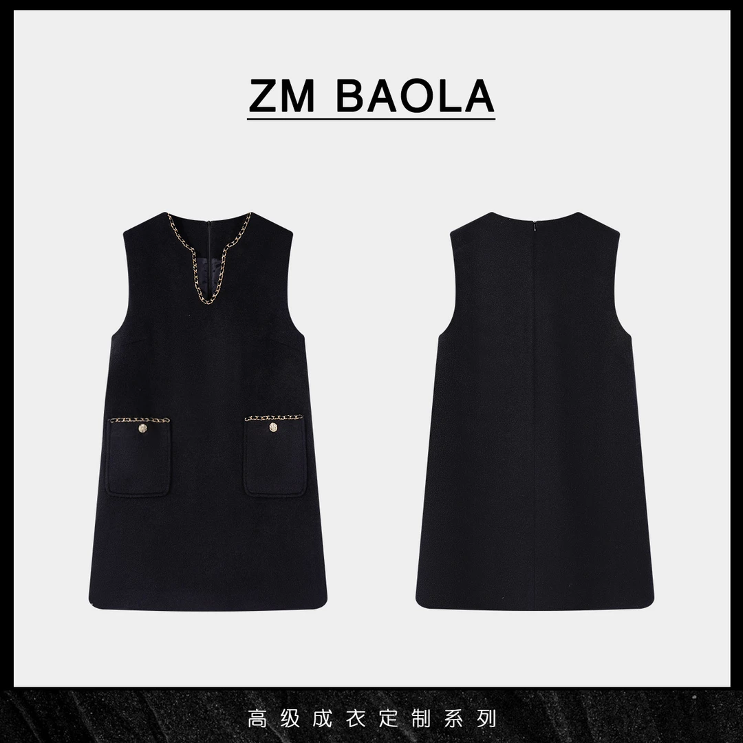ZM BAOLA【金雅】金属点缀羊毛无袖连衣裙C8586-M2