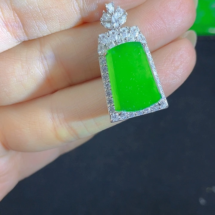 翡翠银S925镶嵌吊坠(不含链)