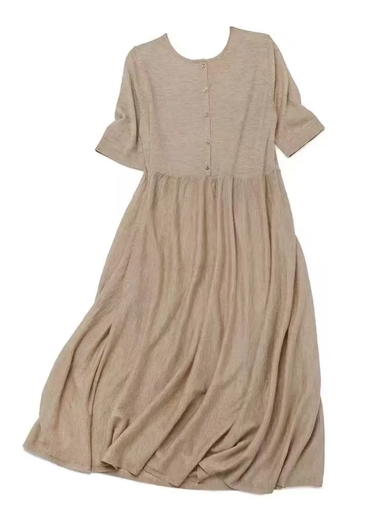 姿态如烟夏款80支精纺羊绒连衣裙 轻麻质感/有内衬