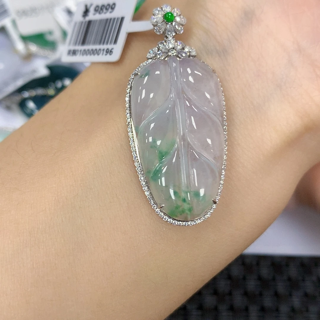 翡翠18K金镶嵌颈饰天然翡翠a货 百元以上9米证书费自理