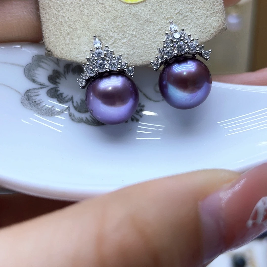 淡水珍珠耳饰银S925镶嵌