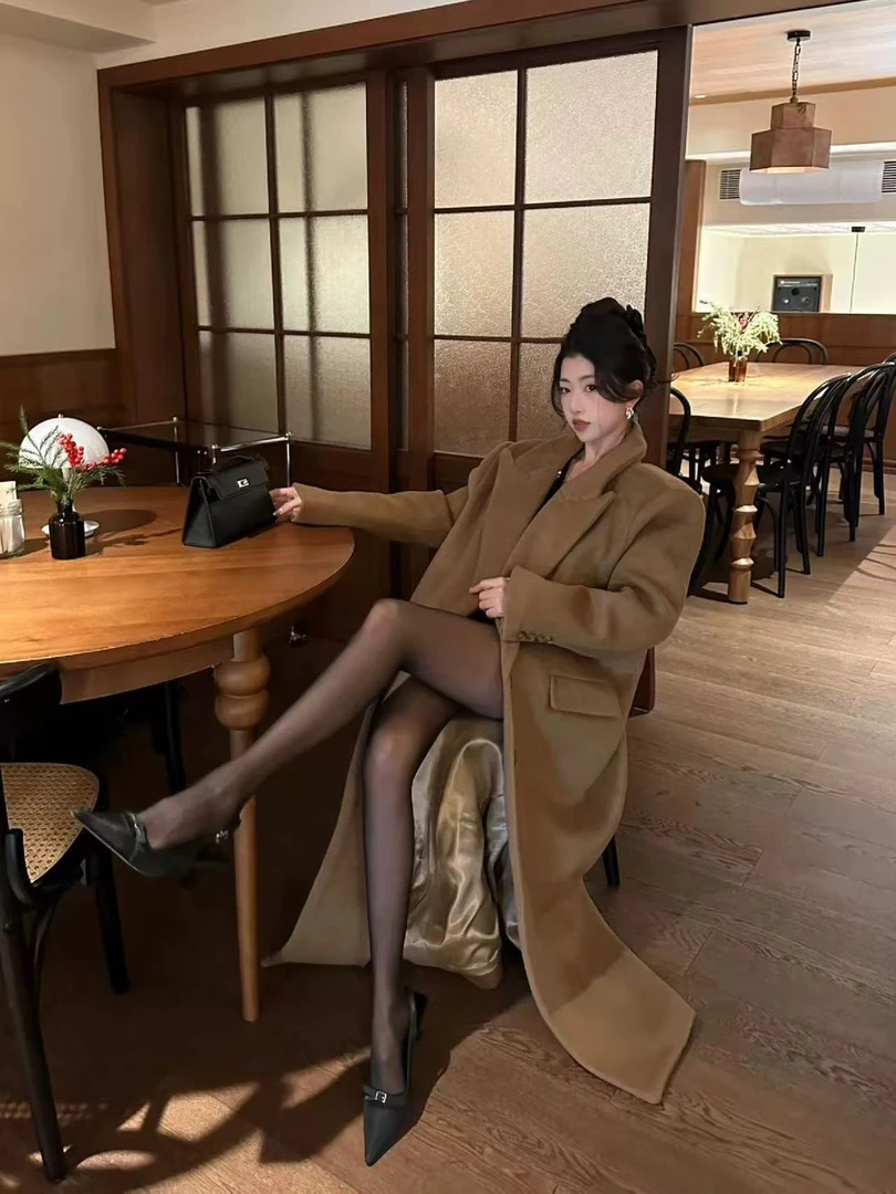 D5非主图款秋冬韩系轻奢千金感毛呢外套女