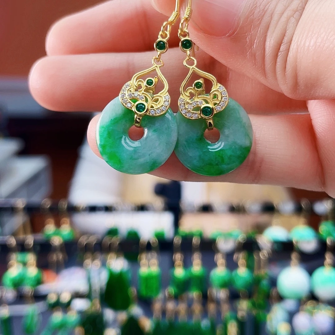 翡翠未镶嵌耳饰饰品