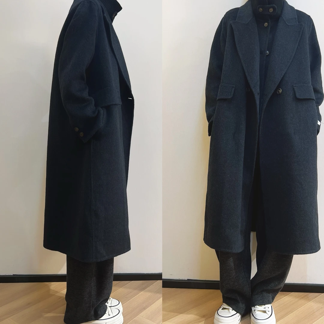 【秀秀新品2】西装领马甲配大衣秋冬必备双面大衣两件套