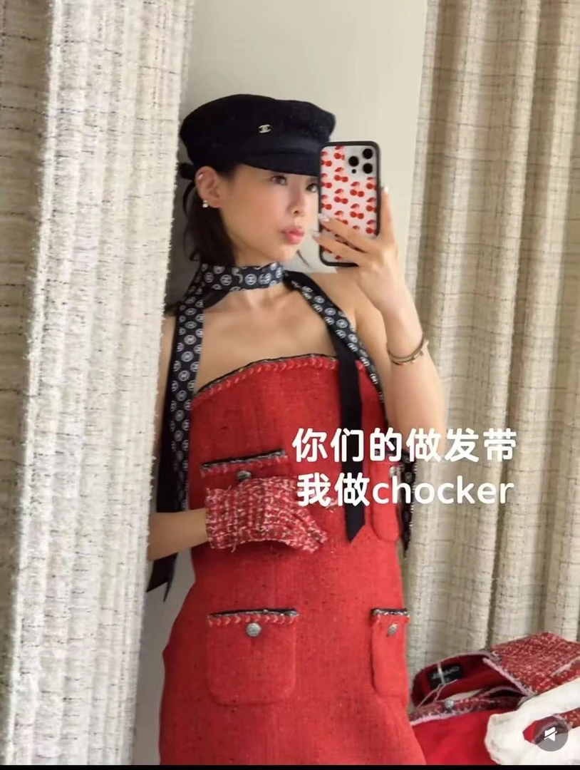 未使用 Chanel/香奈儿 25k黑色twilly丝巾 全新全套 16649966