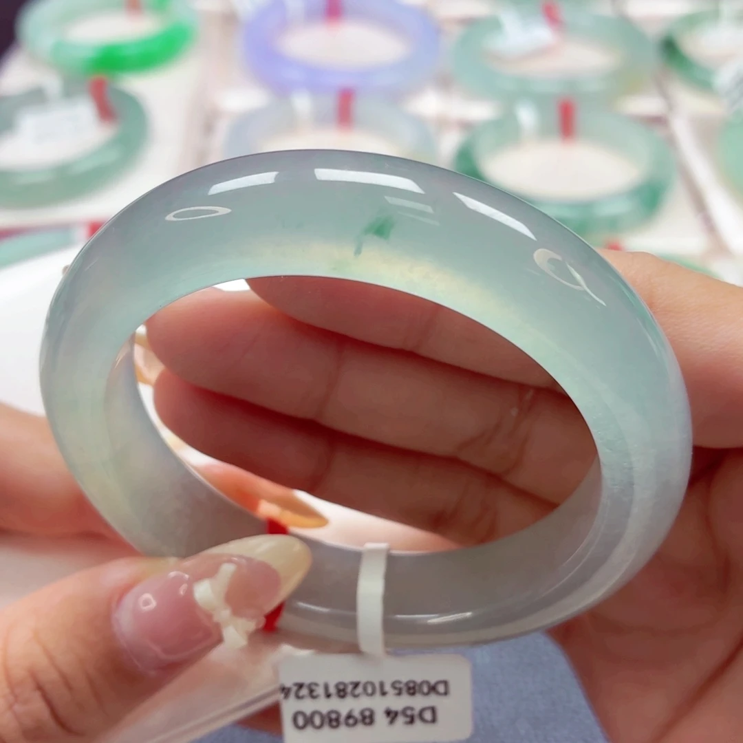 翡翠未镶嵌手镯68高性价比冰透起杠冰晴底53.8-47