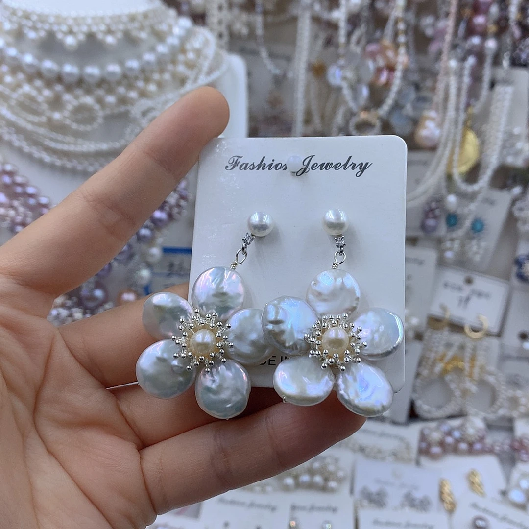 项链耳饰银S925镶嵌淡水珍珠