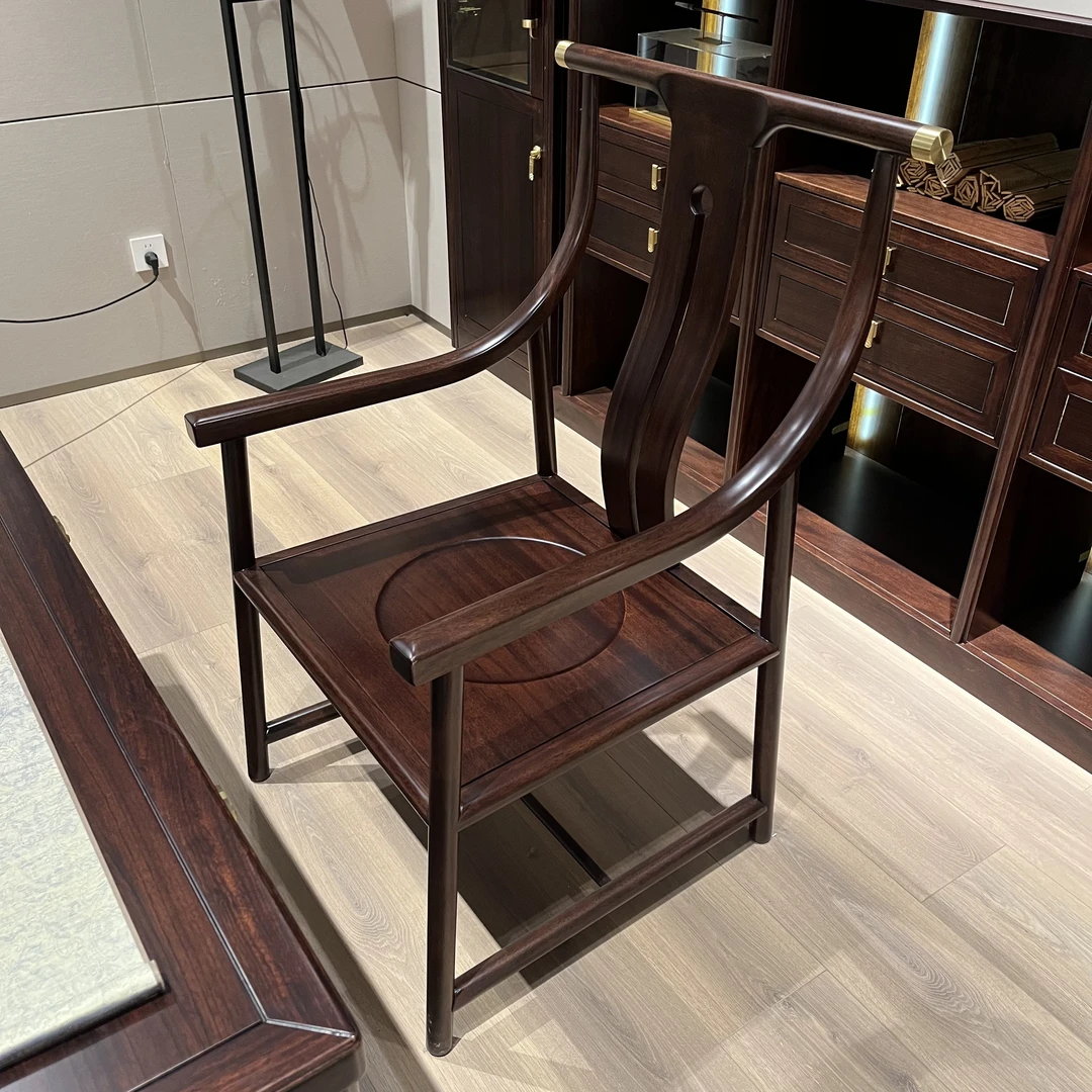 锦福轩 新中式阳台椅现代中式书房家具全实木复古餐椅书房椅