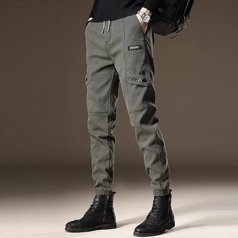 夏季弹力束脚牛仔裤男韩版潮牌修身小脚工装长裤子潮流运动休闲裤