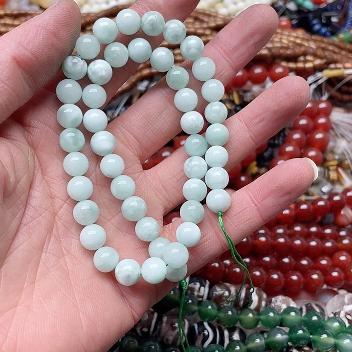 玛瑙/玉髓珠宝半成品未镶嵌一条8mm绿海纹