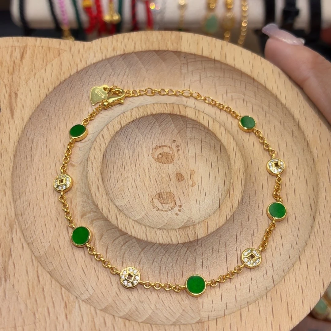 翡翠银S925镶嵌颈饰手链