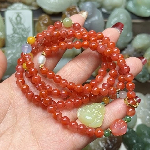 南红玛瑙手链未镶嵌龍**人