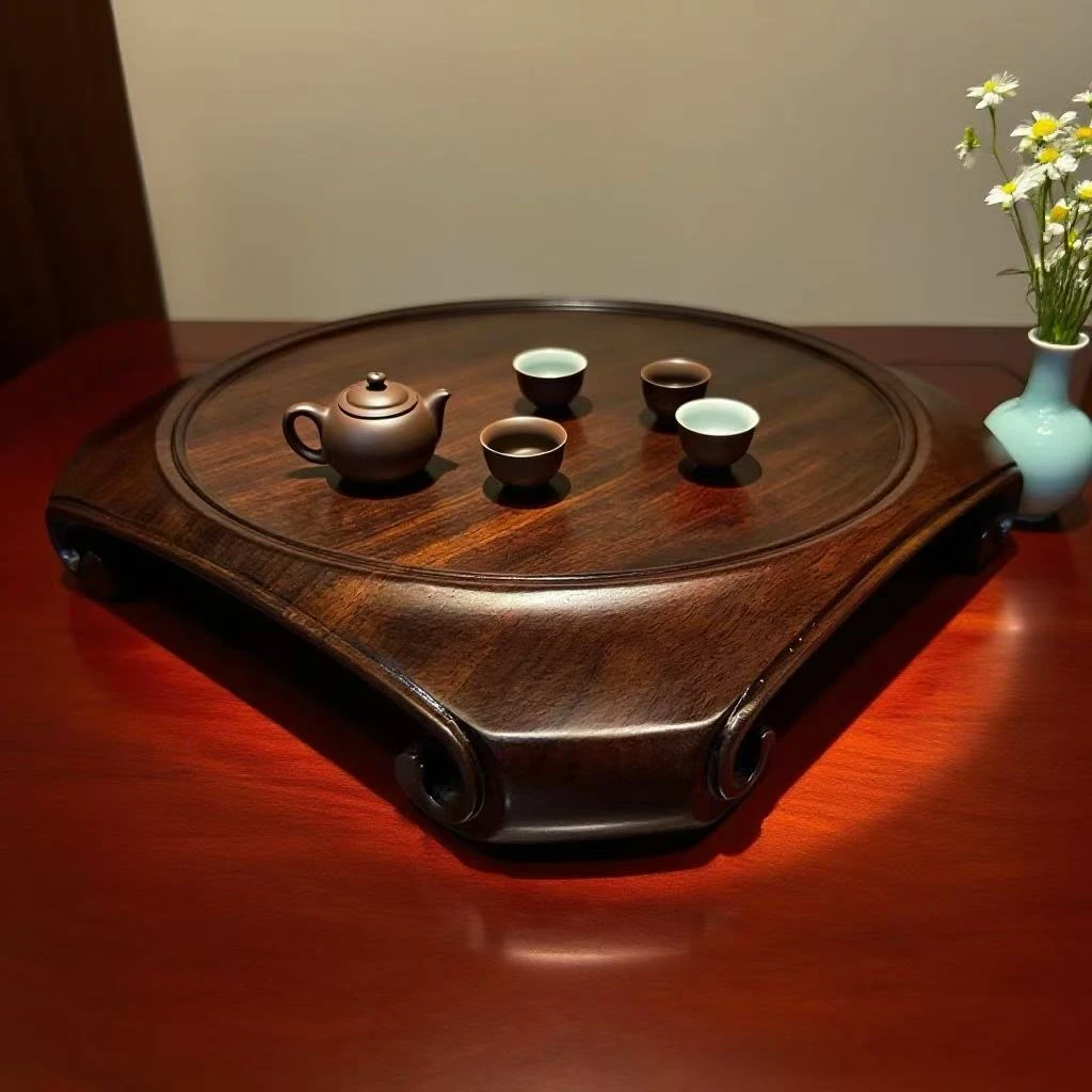 黑檀22天圆地方新款底座壶承杯垫杯托桌面特色摆件