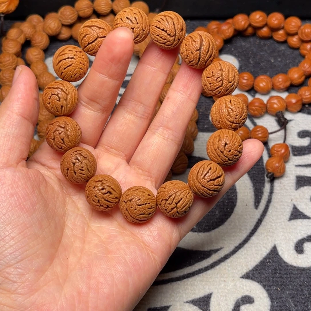 桃核手串龙纹绣球16