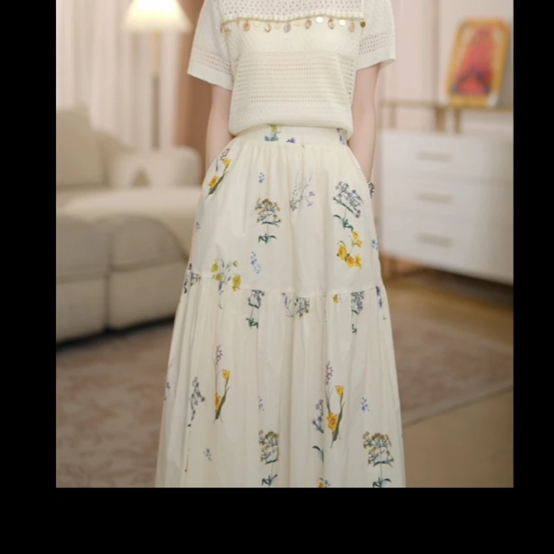 【碎花裙子】马克华菲女装时尚夏季百搭早春休闲气质半身裙 F小众